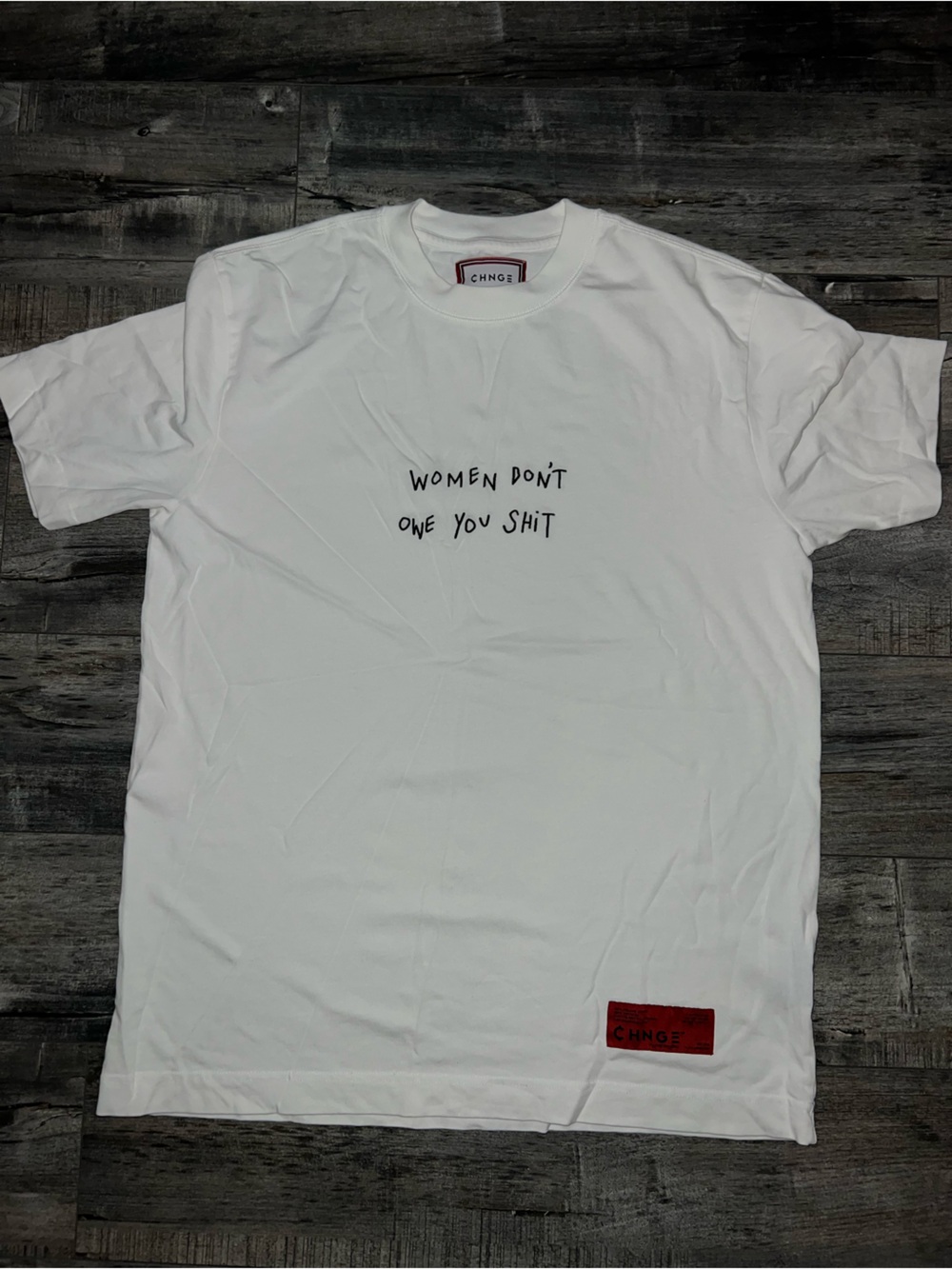 White Chnge Women Don't Owe You Shit S/S Tee t-shirt from Urban Outfitters